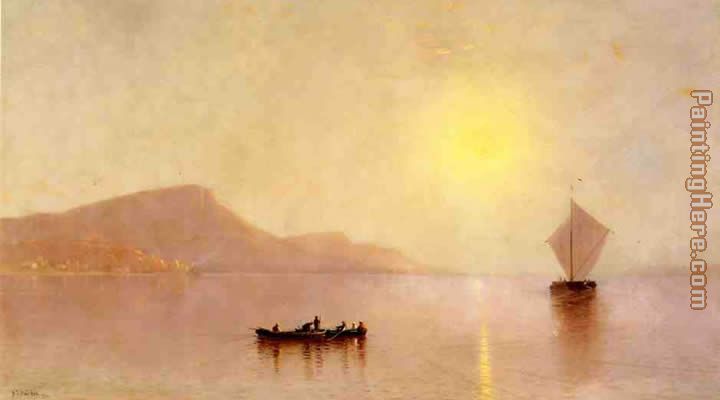Sunset over the Palisades on the Hudson painting - Alfred Thompson Bricher Sunset over the Palisades on the Hudson art painting